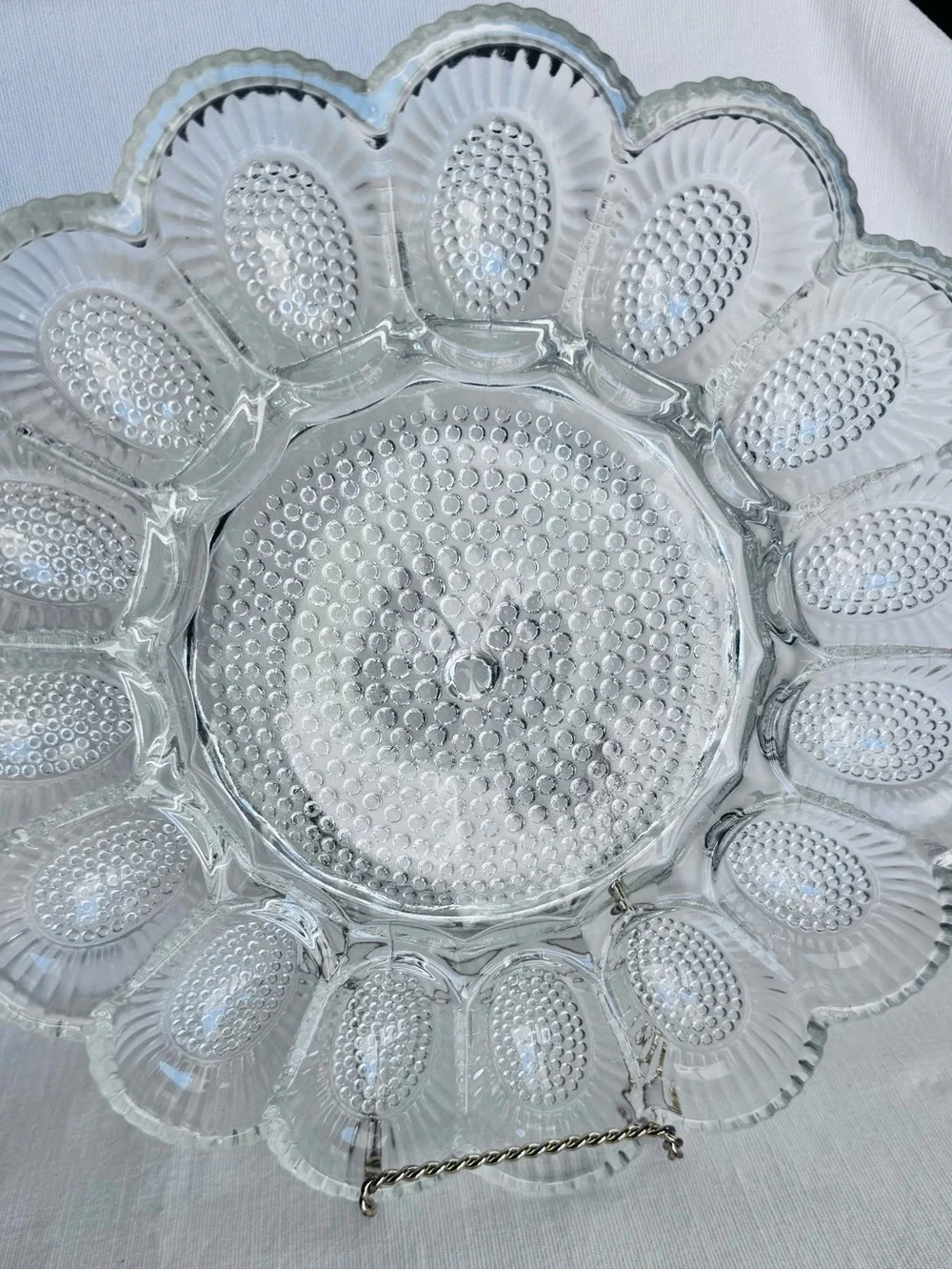 Vintage clear Indiana glass hobnail egg plate